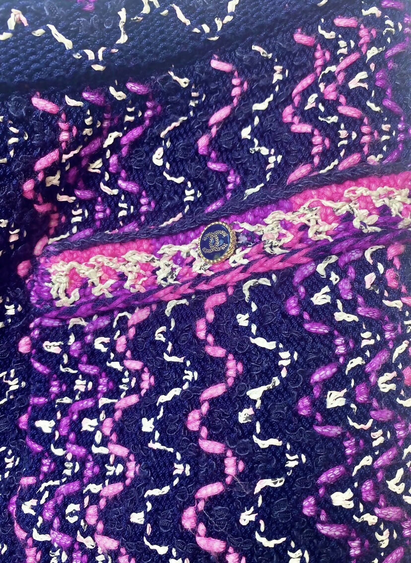 Chanel 21P Tweed Knit Multicolor Fringe Shorts FR 36