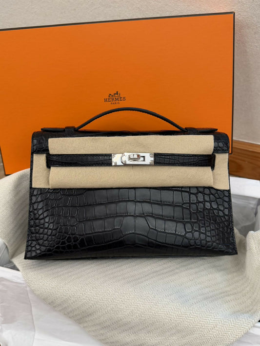 Hermès Mini Kelly I Noir Alligator Matte with Palladium Hardware