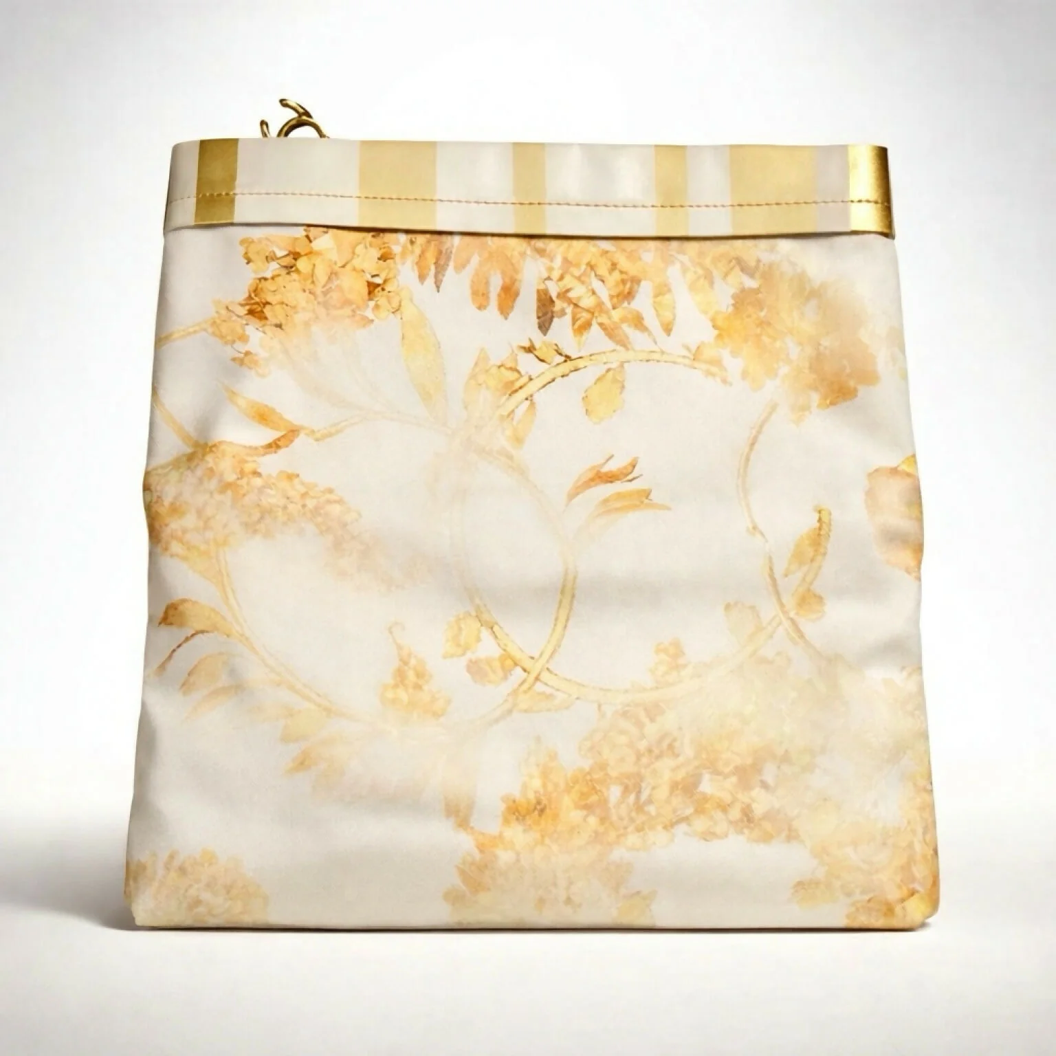 NWT Chanel 18C Greece XL Fold Over Clutch Striped Lambskin Canvas Bag