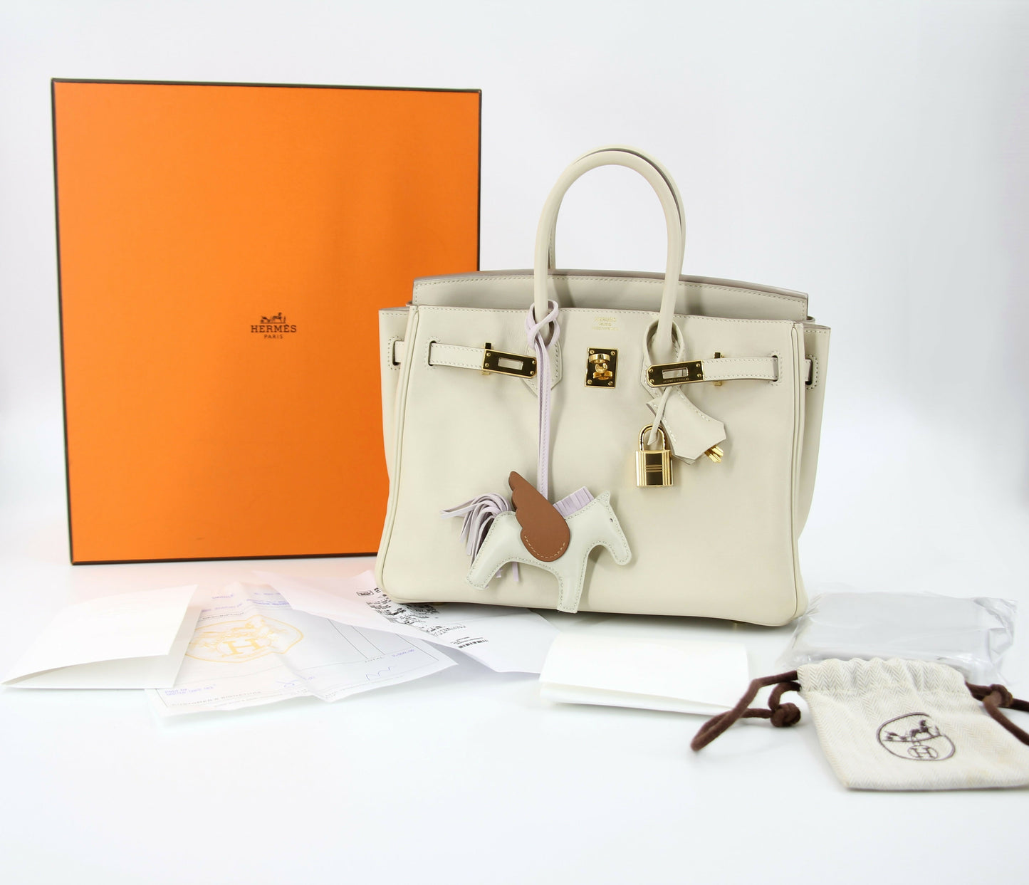 Hermes Birkin 25 Craie Swift Stamp T