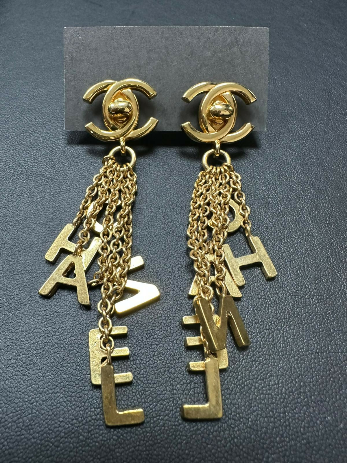 Chanel Vintage 96 Gold Plated Letter CHANEL Dangle Earrings
