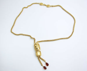 Chanel Vintage 96 Gripoix Red Bead Gold-plated Long Necklace/Stacked Necklace/Waist Chain