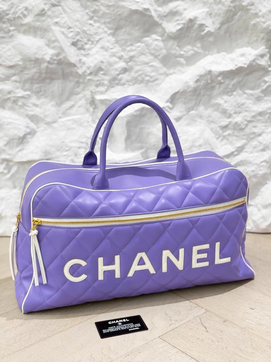 Vintage Chanel purple XL bowling bag