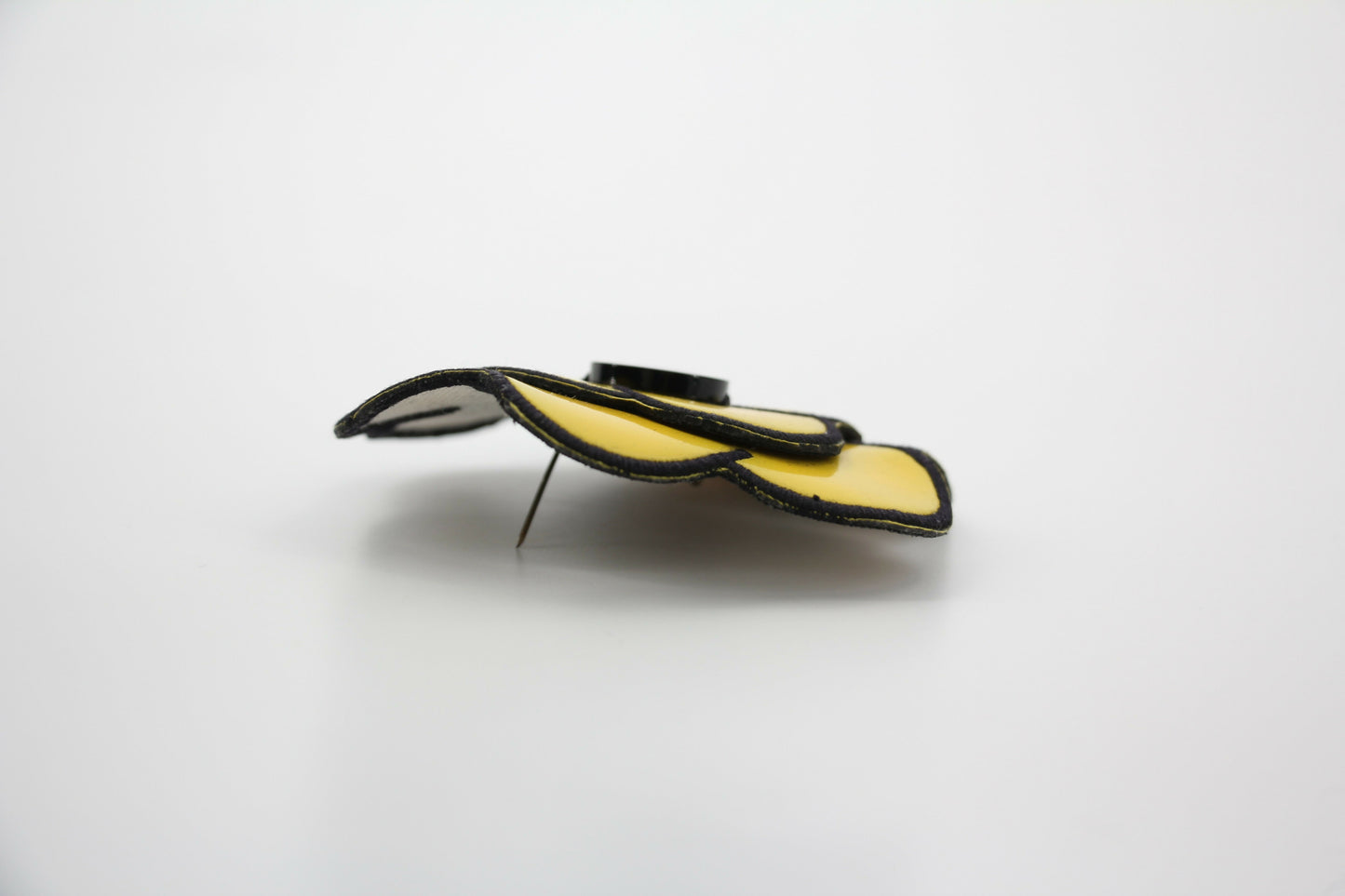 Chanel Vintage 95 Yellow Embroidered Camellia Brooch