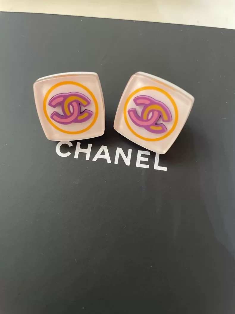 Chanel 24p Colorful square enamel earrings