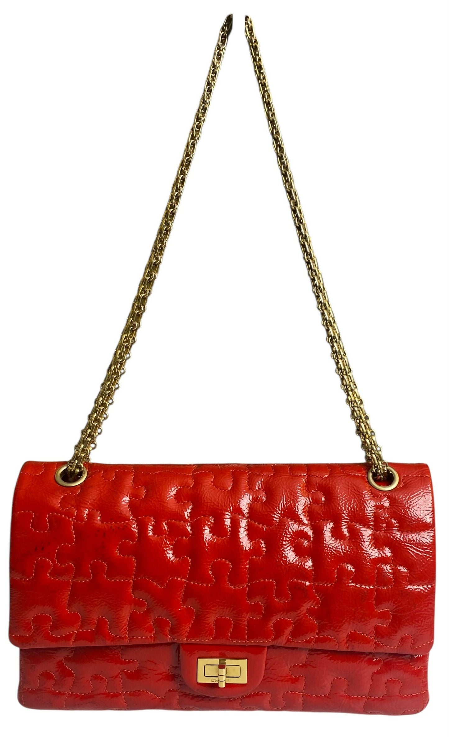 Chanel Medium Bright Red Patent Calfskin Puzzle 226 Reissue Flap Bag GHW