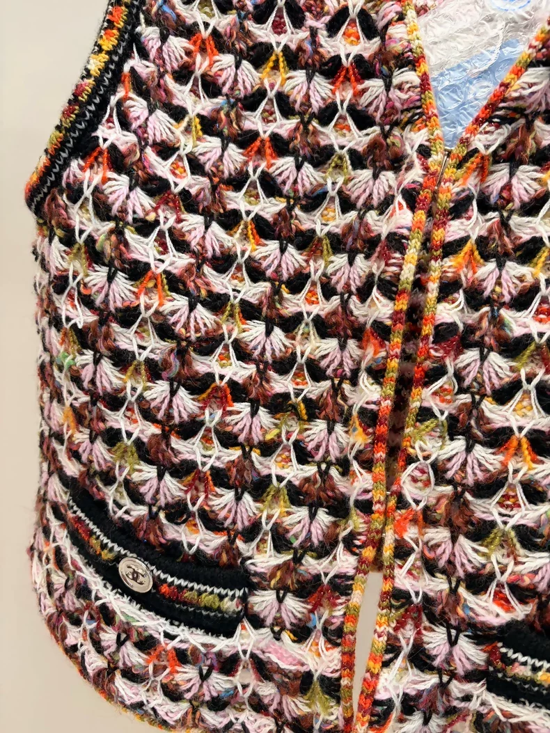 Chanel 23A orange brown colorfull Cashmere Vest