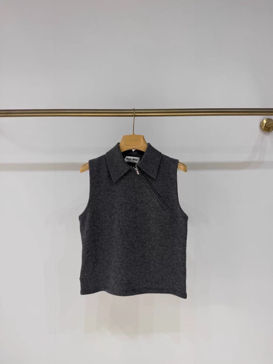 Miu Miu Fall/Winter 2025 cashmere polo vest top,