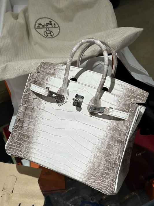 Hermes Birkin 25 Himalayan crocodile leather palladium hardware