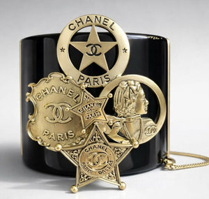 Rare Chanel 14A Paris Dallas Black Gold Wide Statement Cuff Bracelet