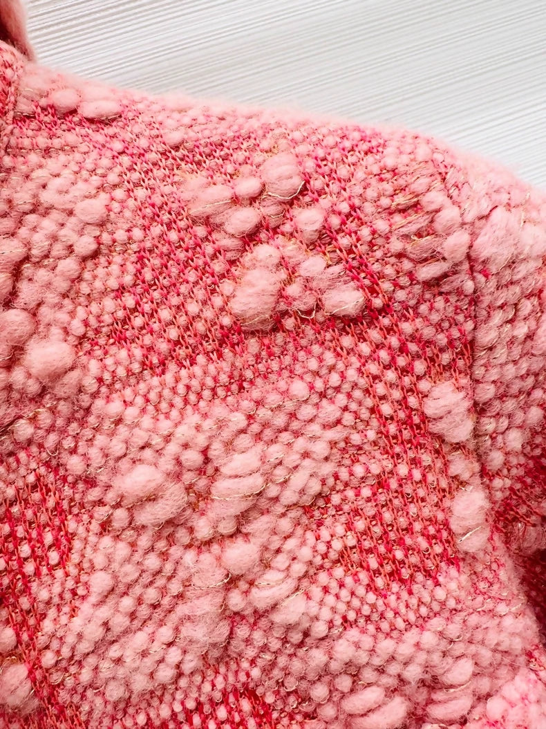 Chanel pink jacquard zip-up cardigan