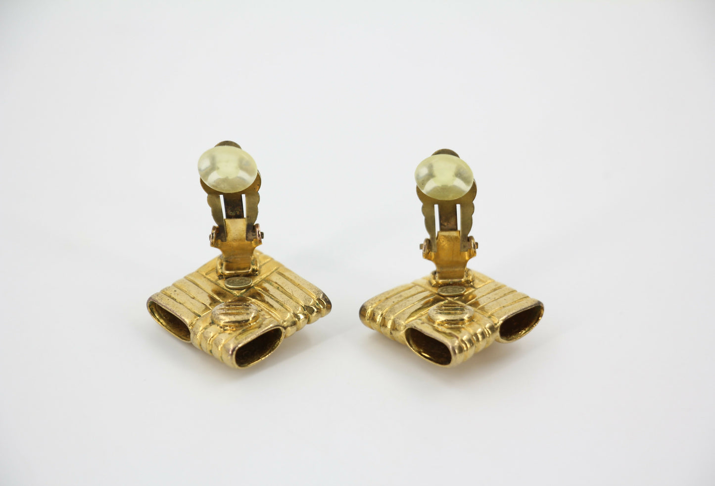 Chanel Vintage 96P Gold-plated Diamond-shaped Clip-on Earrings