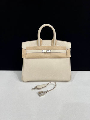 Hermes Birkin 25 Craie Togo Leather Palladium Hardware