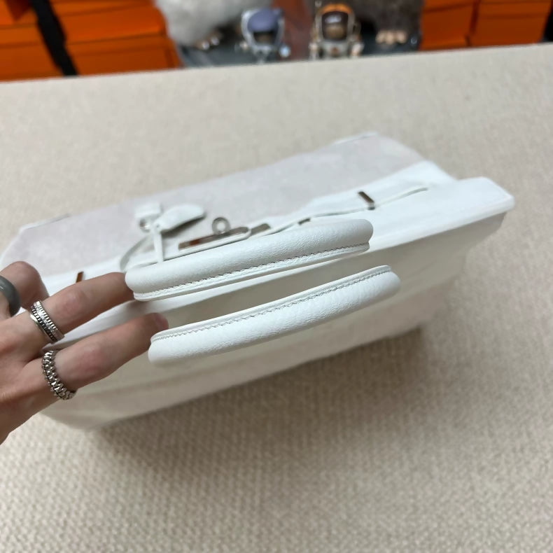 Hermes Birkin 35 Toile  01 pure white Togo leather palladium hardware