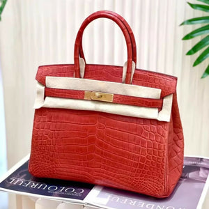 Hermès Birkin 30 in Red Matte Crocodile Leather with Gold Hardware