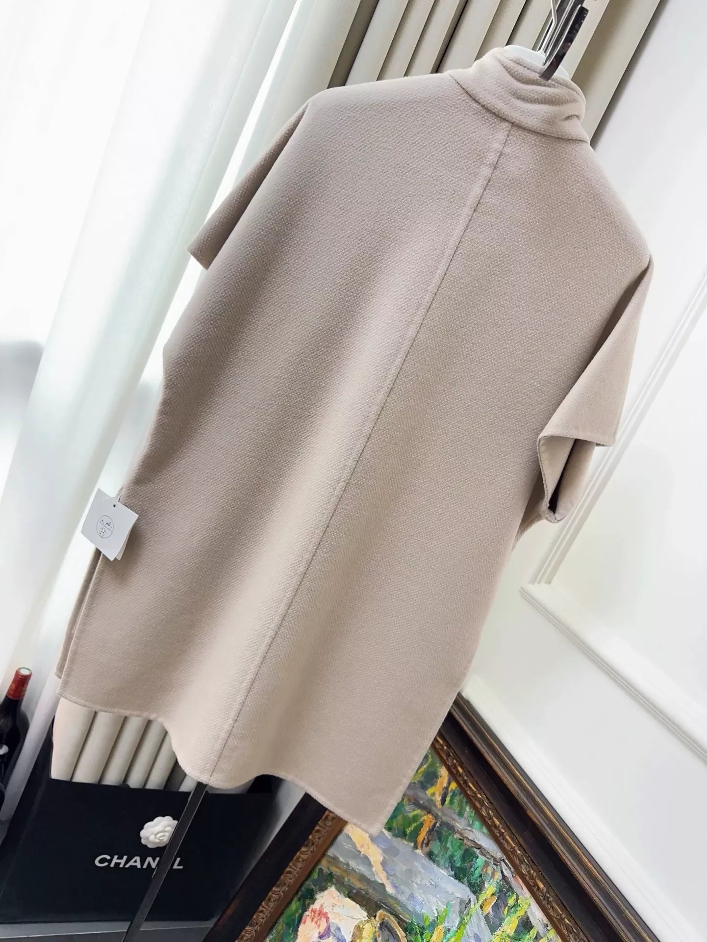 Hermes light khaki cape cashmere jacket