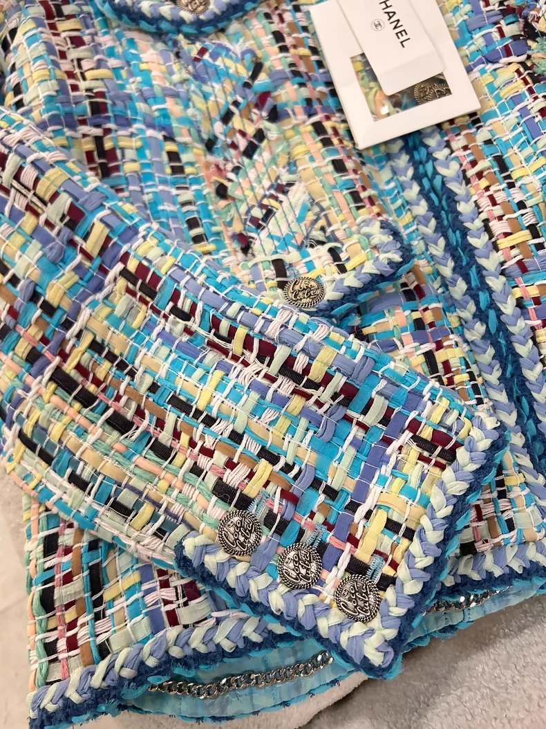 2017 Chanel Cuba Collection Blue tweed Jacket