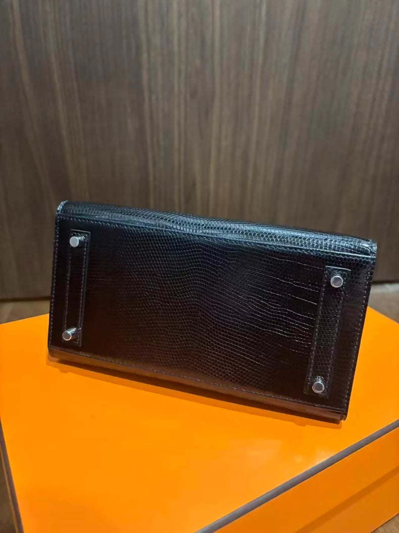 Hermes Birkin 20 Black Lizard leather palladium hardware
