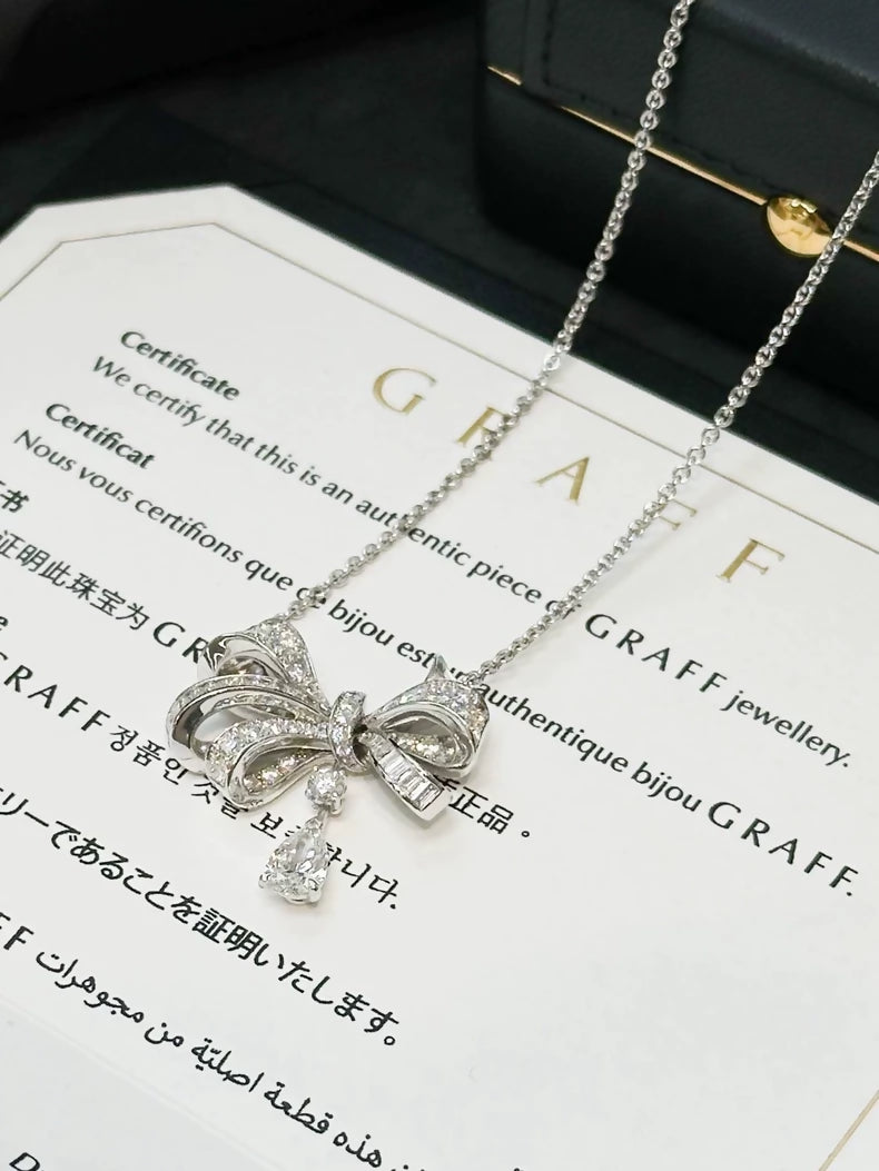 Tildas Bow Graff necklace in white gold  diamonds
