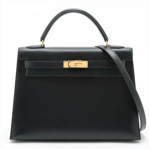 Hermès Kelly 25 Sellier Black Epsom Leather with Gold Hardware