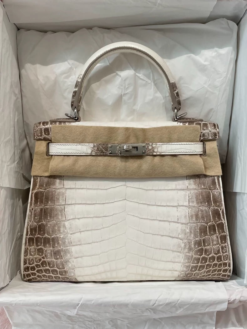 Hermes Kelly 25 Himalaya crocodile leather palladium hardware