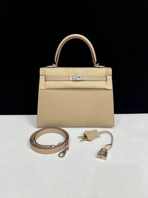 Hermes Kelly 25 trench coat Epsom leather palladium hardware