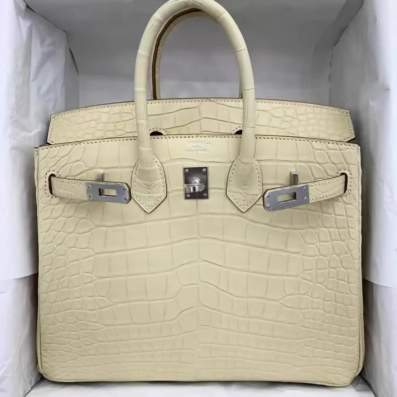 Hermes Birkin 25 Y1 Vanille Matte Alligator leather palladium hardware