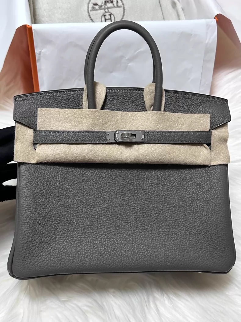 Hermes Birkin 25 0L Gris Meyer Togo Leather palladium hardware