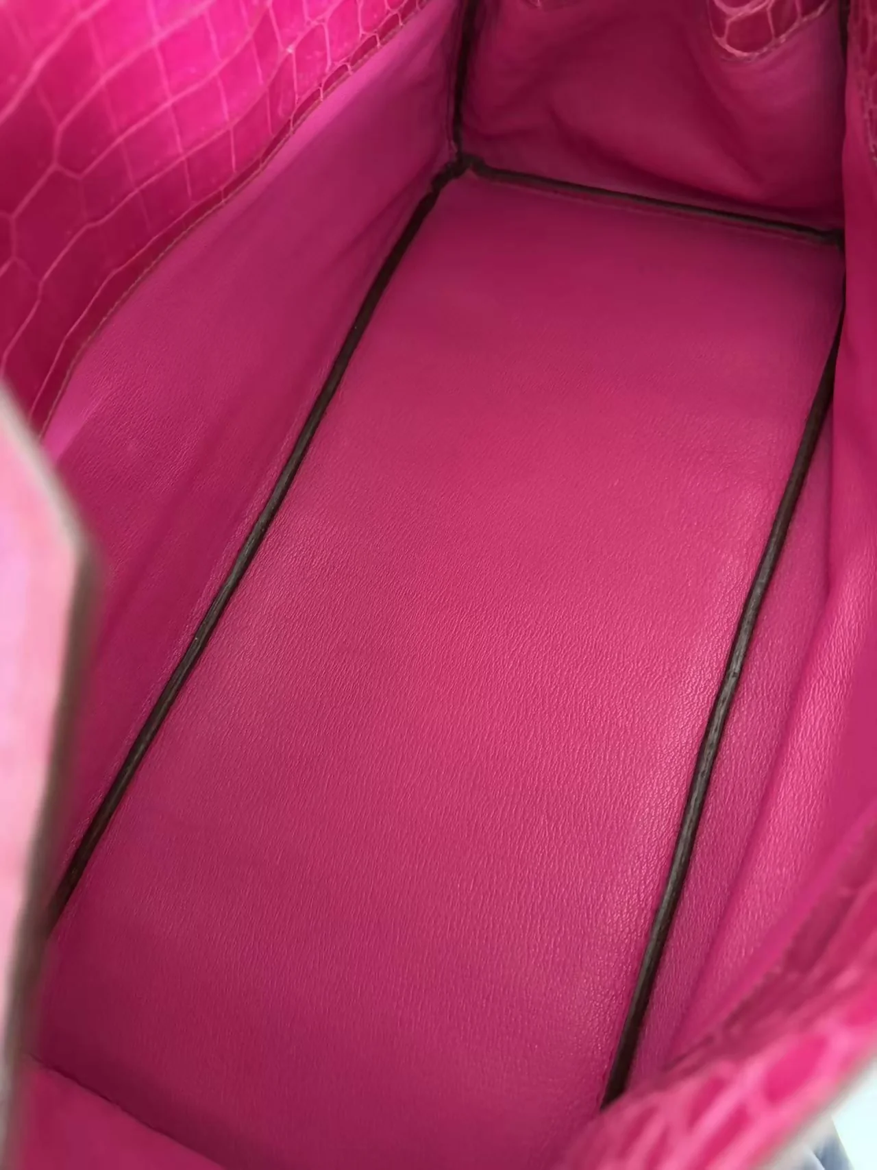 Hermes Birkin shoulder Pink shiny crocodile leather palladium harwdare