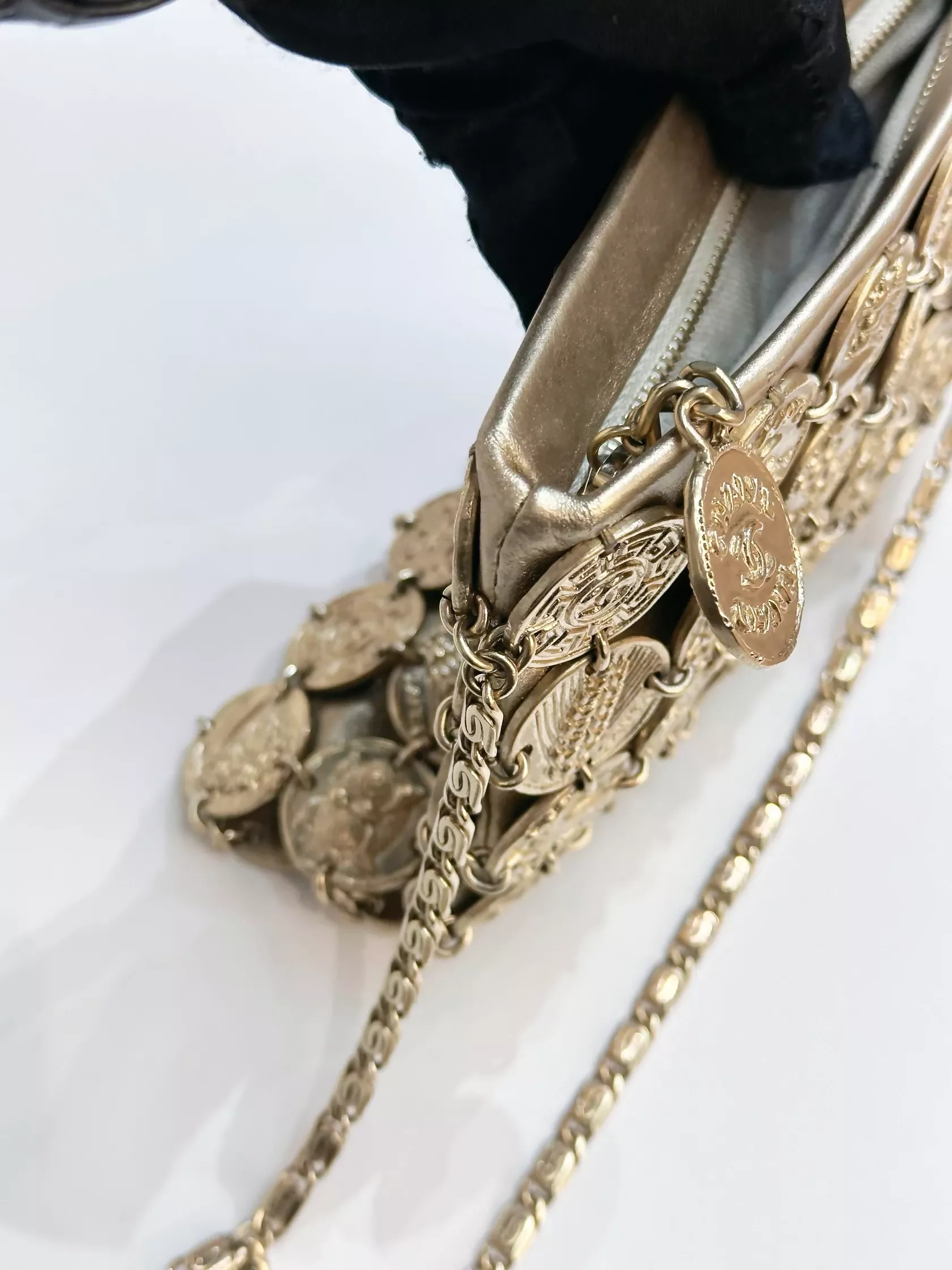 Chanel “Artemis” Gold Metal Coin Evening Bag with Chain Strap (2018)