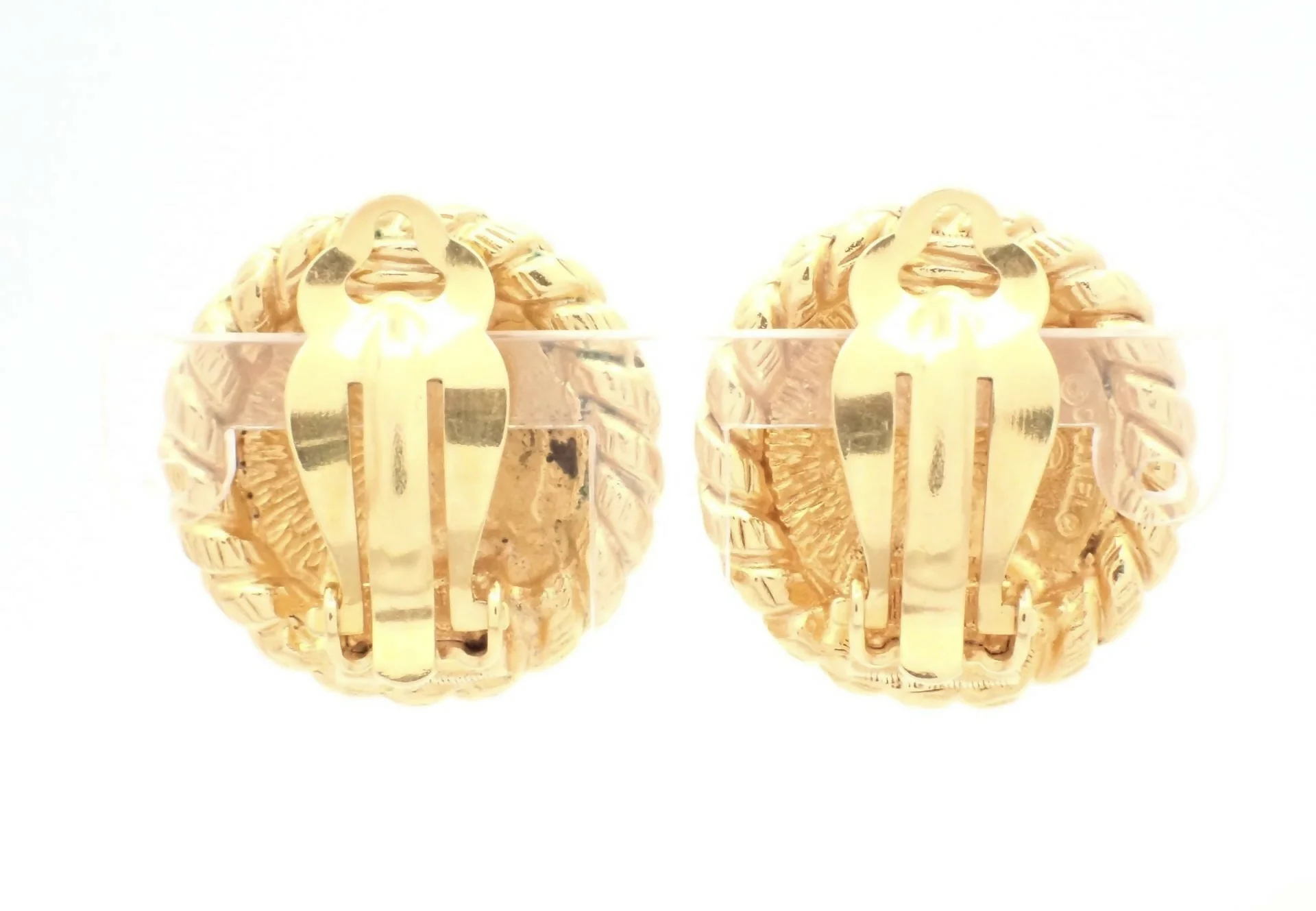 Chanel Vintage Gold Plated Coco Mark Round Clip-on Earrings