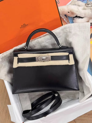 Hermès Mini Kelly 20 black Box leather palladium hardware