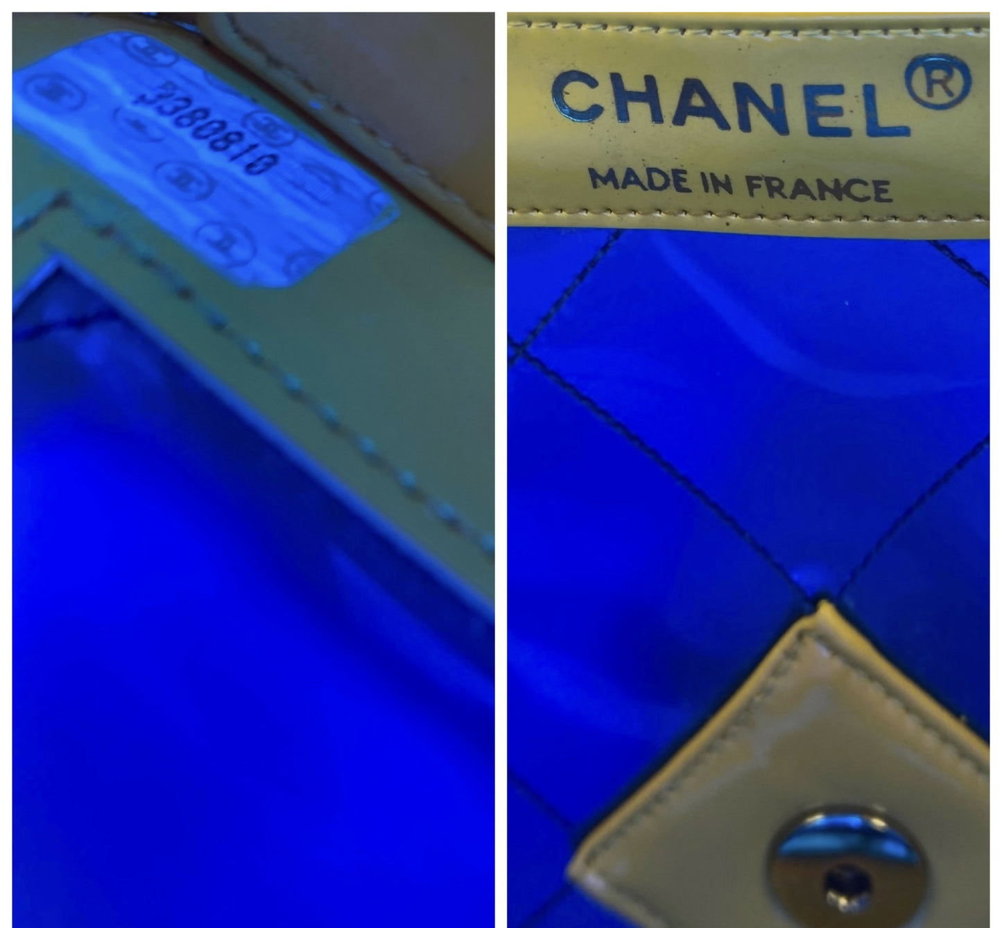 Chanel Ultra Rare 1995 Barbie Collection Yellow Blue Maxi PVC Vinyl Patent Flap Bag
