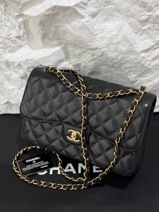 Chanel Jumbo black CF leather gold hardware
