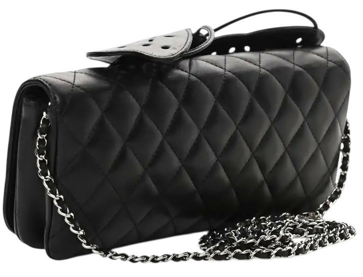 Rare Chanel 2011 Lambskin Black Butterfly Ornament Clutch Crossbody Flap Bag