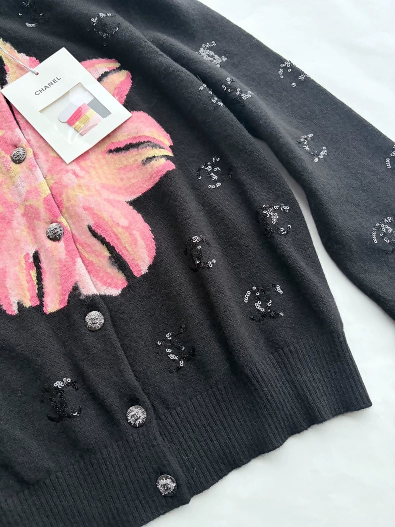 Chanel 24s cashmere floral cardigan