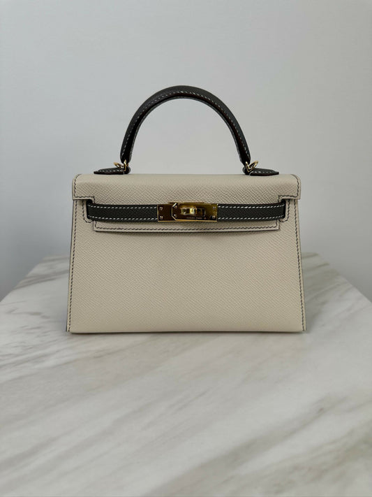Hermès Kelly 20 HSS Craie / Gris Meyer GHW K