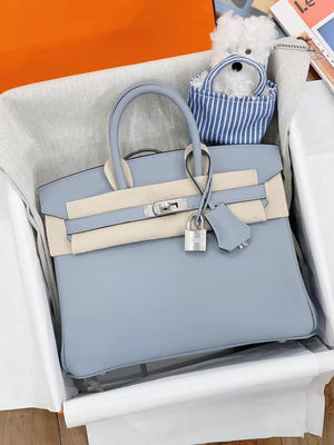 Hermès Birkin 25 blue Lin J7 Swift leather palladium hardware