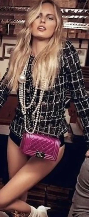 Chanel 14P Black Grid Tweed Braided Trim Double Breasted Jacket FR 36