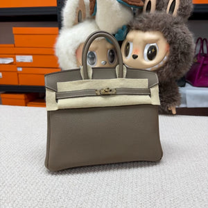 Hermes Birkin 25 grey Togo leather champagne gold hardware