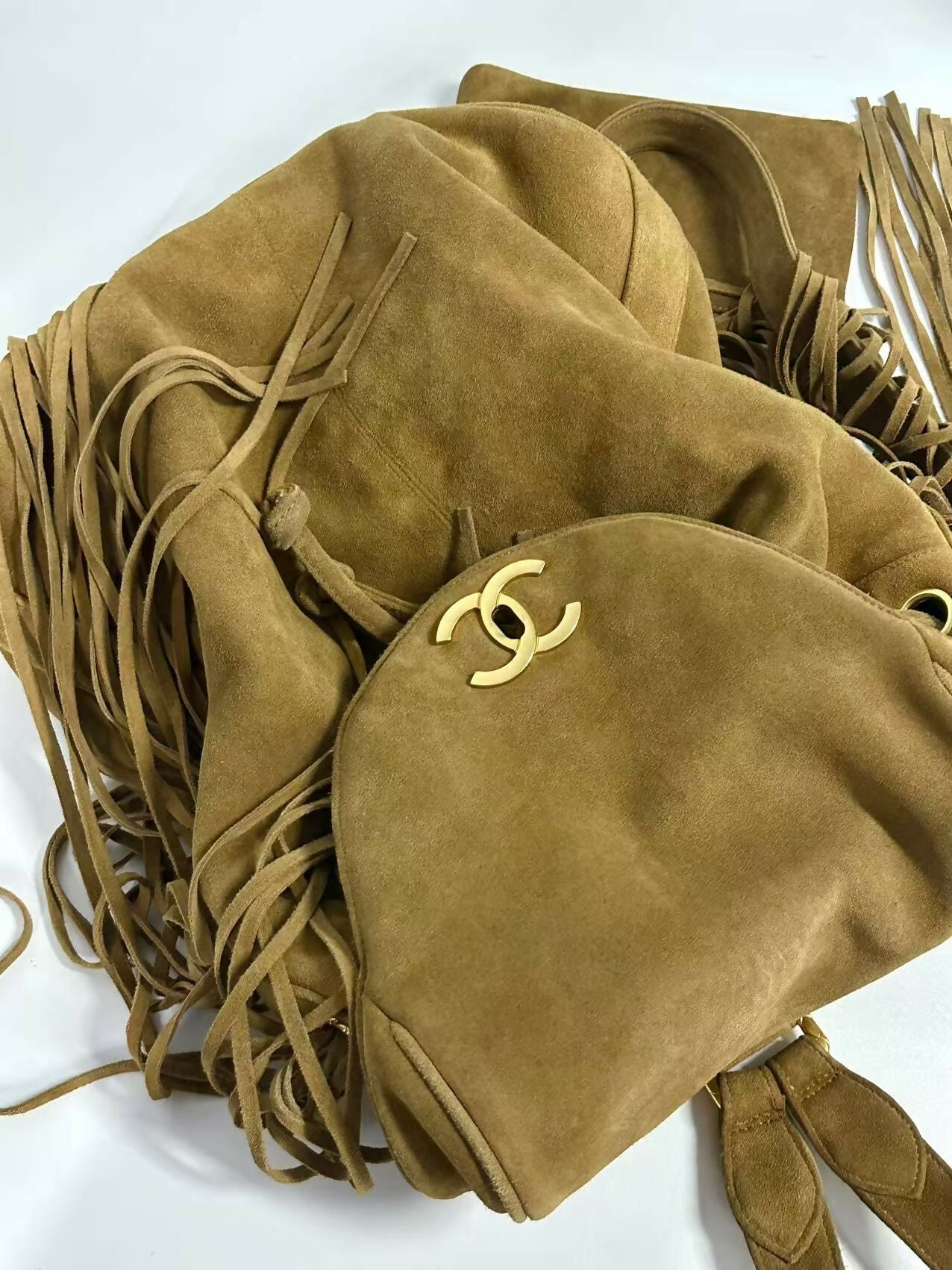 Chanel Vintage 90s Suede Fringe Backpack