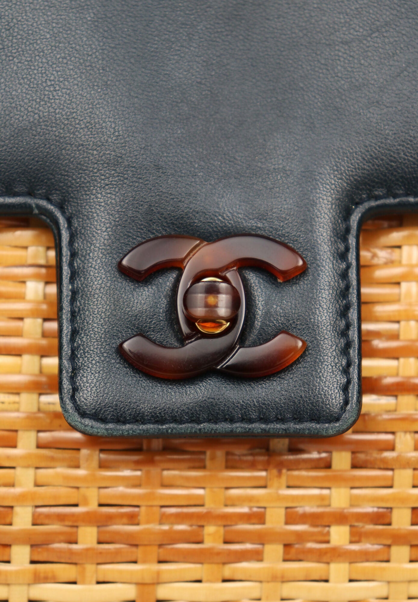 Chanel Vintage 1998 Calfskin Rattan Basket Flap Bag