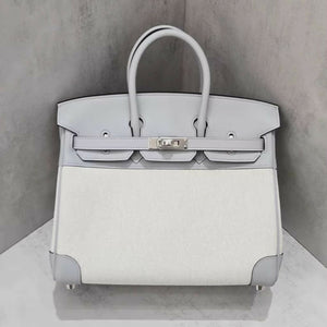 Hermès Birkin 25 Blue Glacier Toile H canvas Swift Palladium Hardware