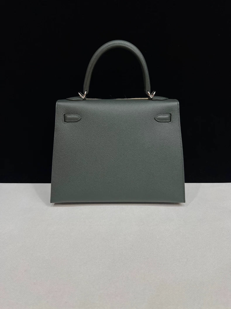 Hermes Kelly 25 Green Vert Mangrove Epsom leather palladium hardware