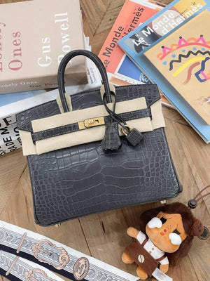 Hermès Birkin 25 graphite grey matte crocodile leather gold hardware
