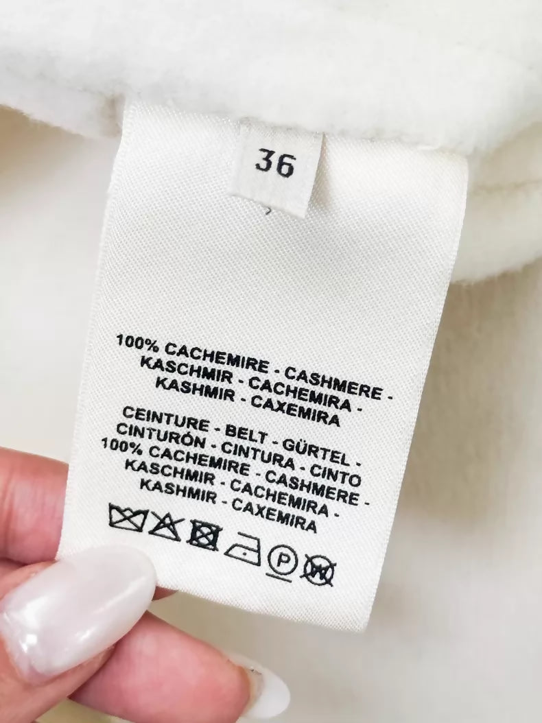 Hermes white cashmere belted coat