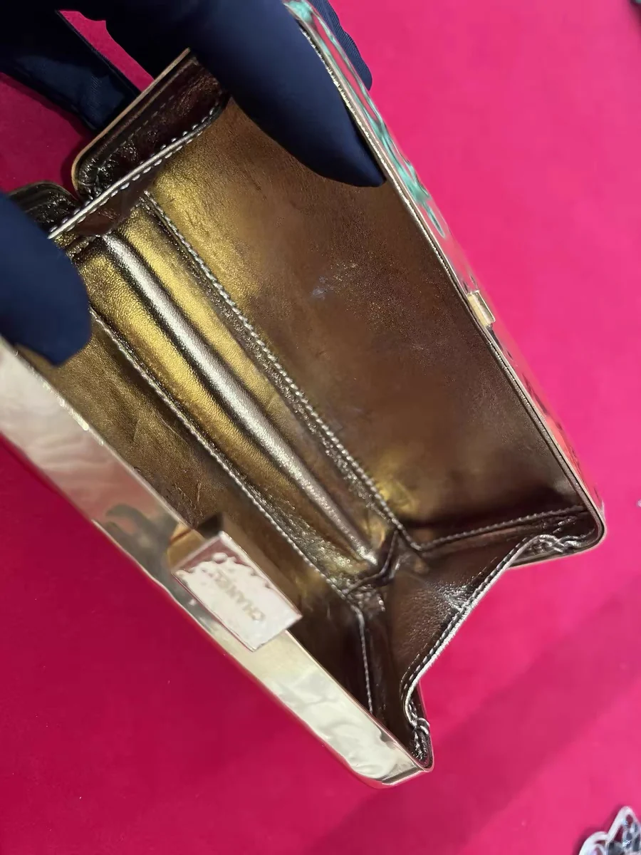 Chanel Hammered Gold Metal Bullion Bar Minaudière Clutch Gold Hardware