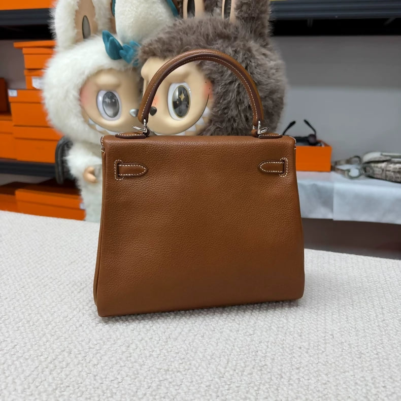 Hermes Kelly 25 saddle leather with palladium hardware