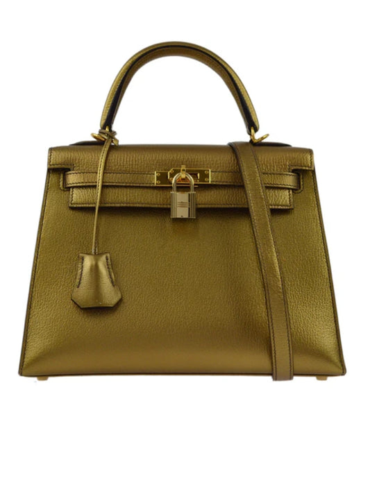 Rare vintage Hermes kelly 25 Sellier Athens Limited Edition Olympic Gold Chevre leather gold hardware