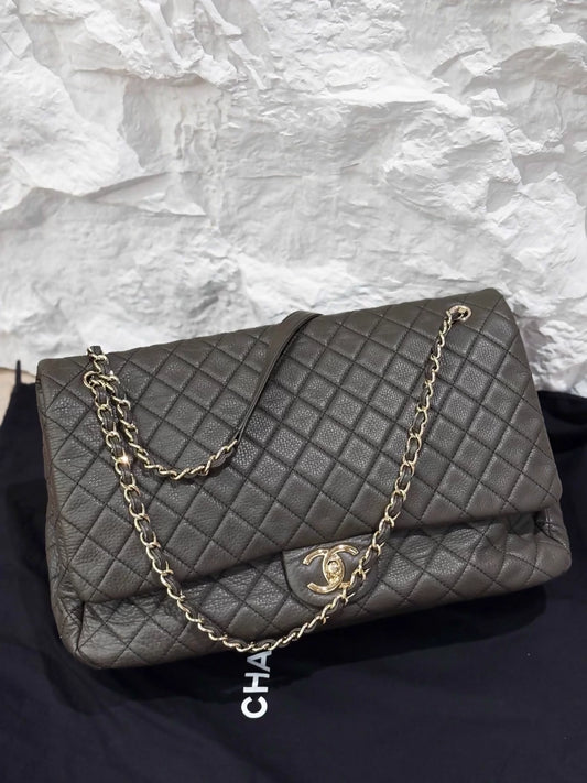 Chanel Maxi flap bag CF large grey-green airport bag